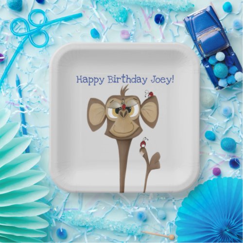 Silly Monkey and Ladybugs Paper Plates