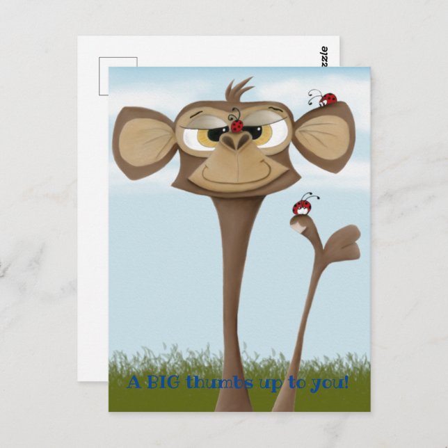 Silly Monkey and Ladybugs Postcard (Front/Back)