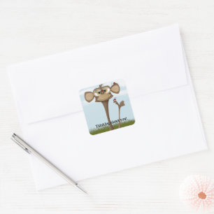 Silly Monkey and Ladybugs Square Sticker