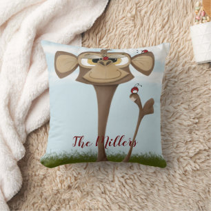 Silly Monkey and Ladybugs Throw Pillow