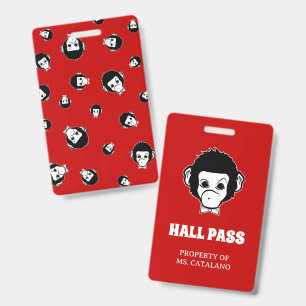silly monkey Teacher Hall Pass Badge