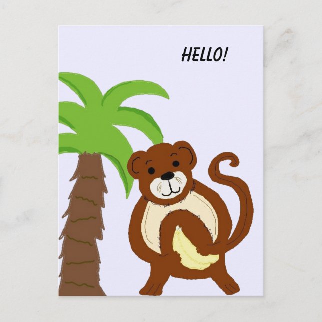 Silly Monkey with Palm Tree Postcard (Front)