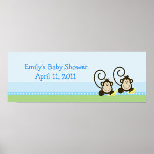 Silly Monkeys Twin Customizable Birthday Banner Poster