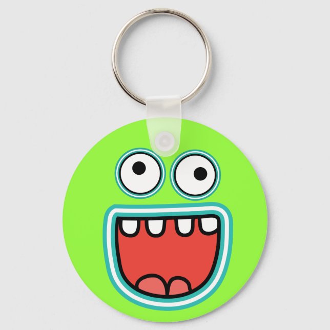 Silly Monster Grin Face Keychain (Front)