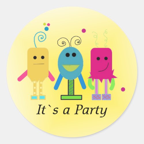Silly Monsters Party Classic Round Sticker