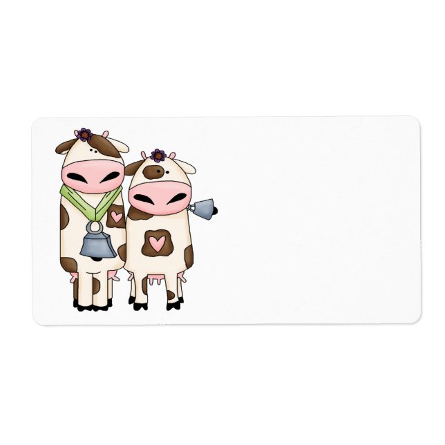 silly moo cow couple cartoon label (Front)