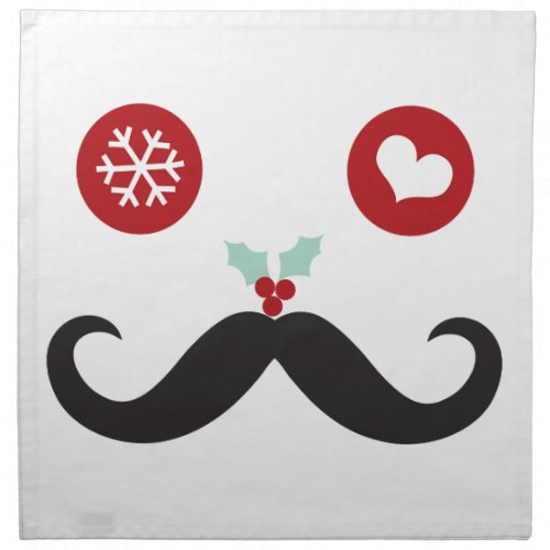 Silly Mustache Funny Face Snowflake Love Holiday Napkin