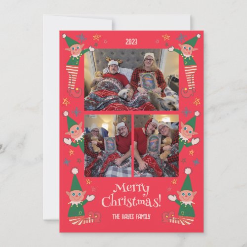 Silly Naughty Christmas Elves Family Holiday Card