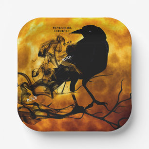 Silly Nevermore Boo Black Raven Halloween Party Paper Plates