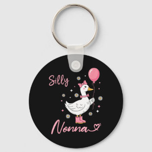 Silly Nonna Cute Goose Grandmother Family Matching Keychain