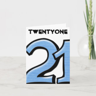 Silly Number 21 blue white Note Card