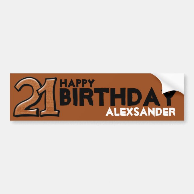 Silly Number 21 chocolate Birthday Long Sticker (Front)