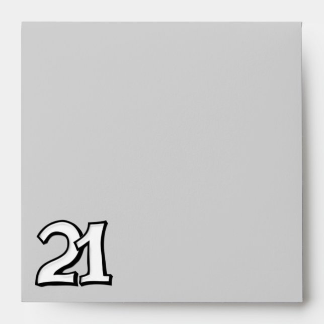 Silly Number 21 white gray Square Envelope (Front)