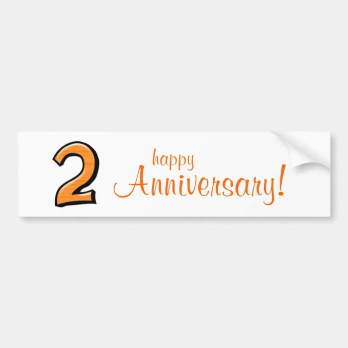 Silly Number 2 orange white Anniversary Bumper Stickers