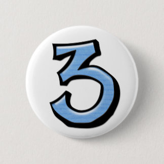 Silly Number 3 blue Button