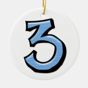 Silly Number 3 blue Ornament