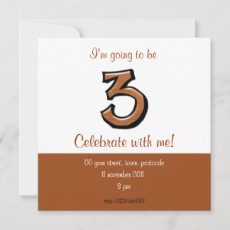 Silly Number 3 chocolate Birthday Invitation