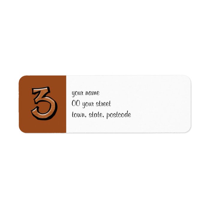 Silly Number 3 chocolate Return Address Label