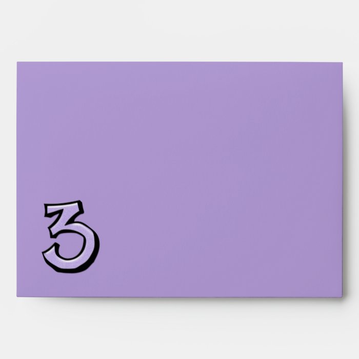 Silly Number 3 lavender Card Envelope