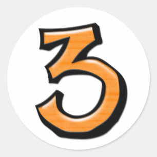 Silly Number 3 orange white Sticker