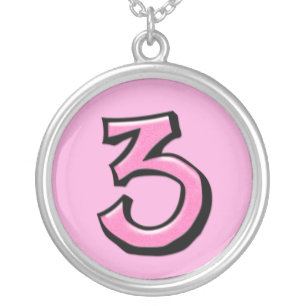 Silly Number 3 pink Necklace