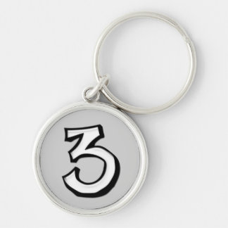 Silly Number 3 white Premium Keychain