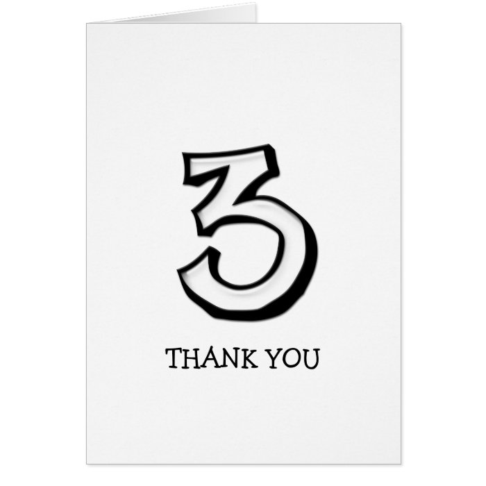 Silly Number 3 white Thank You Note Card