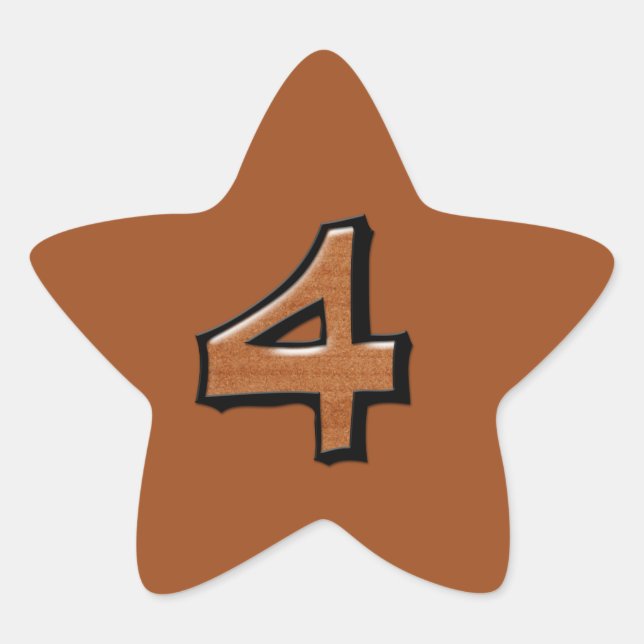 Silly Number 4 chocolate Star Sticker (Front)