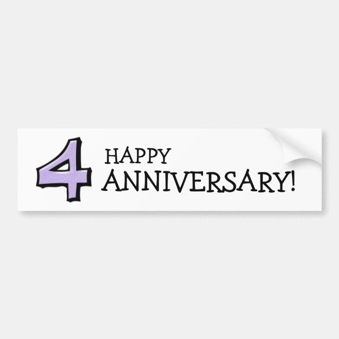 Silly Number 4 lavender white Anniversary Sticker Bumper Stickers