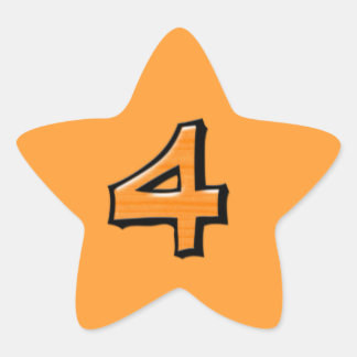 Silly Number 4 orange Star Sticker