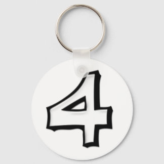 Silly Number 4 white Keychain