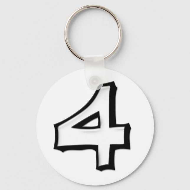 Silly Number 4 white Keychain (Front)