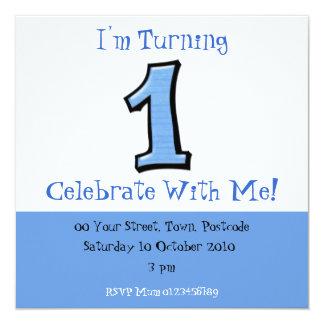 Silly Numbers 1 blue 1st Birthday Invitation