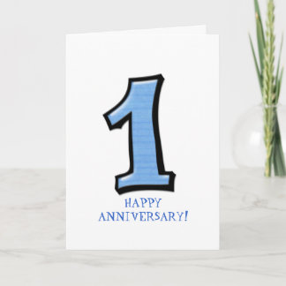 Silly Numbers 1 blue Anniversary Card