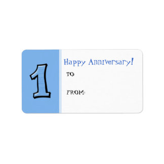 Silly Numbers 1 blue Anniversary Gift Tag Label