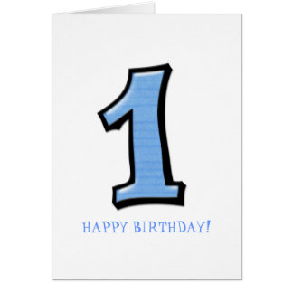 Silly Numbers 1 blue Birthday Card