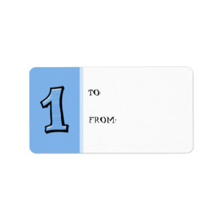 Silly Numbers 1 blue Gift Tag Label