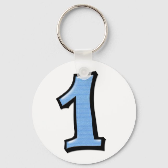 Silly Numbers 1 blue Keychain (Front)