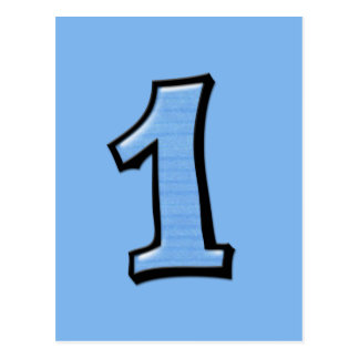 Silly Numbers 1 blue Postcard