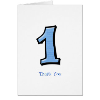 Silly Numbers 1 blue Thank You Note Card