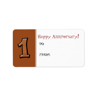 Silly Numbers 1 chocolate Anniversary Gift Label