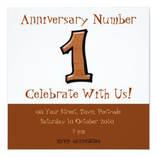 Silly Numbers 1 chocolate Anniversary Invitation