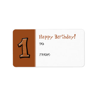 Silly Numbers 1 chocolate Birthday Gift Tag Label