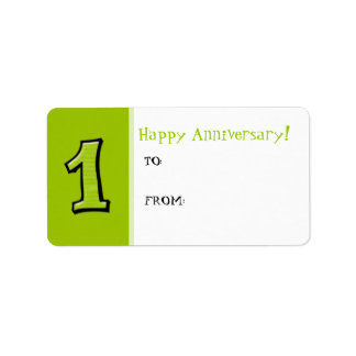 Silly Numbers 1 green Anniversary Gift Tag Label