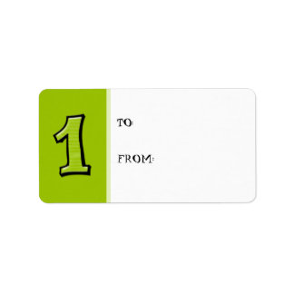 Silly Numbers 1 green Gift Tag Label