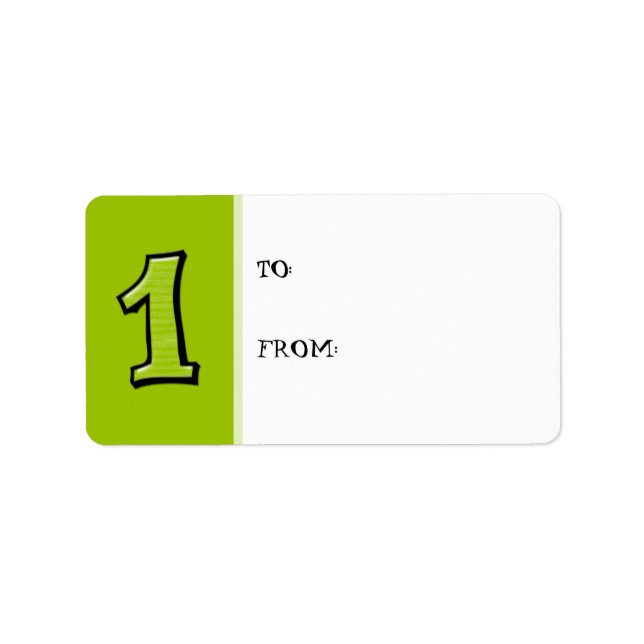 Silly Numbers 1 green Gift Tag Label (Front)