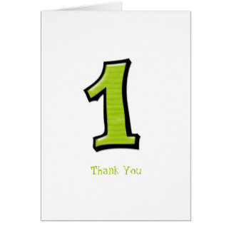 Silly Numbers 1 green Thank You Note Card