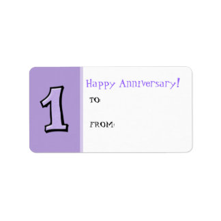 Silly Numbers 1 lavender Anniversary Gift Label