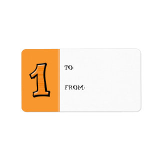 Silly Numbers 1 orange Gift Tag Label
