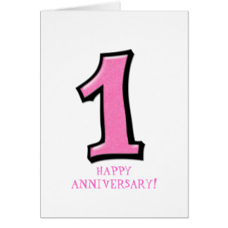Silly Numbers 1 pink Anniversary Card